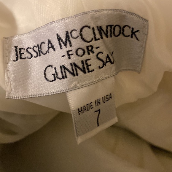 Gunne Sax 90s Jessica McClintock Ivory & Black Strapless Gown Size 7 - Picture 9 of 11